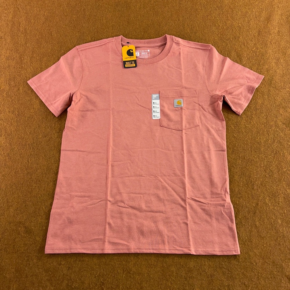 Carhartt Womens Small Pink Loose Fit Heavyweight Pocket T-Shirt K87 NWT